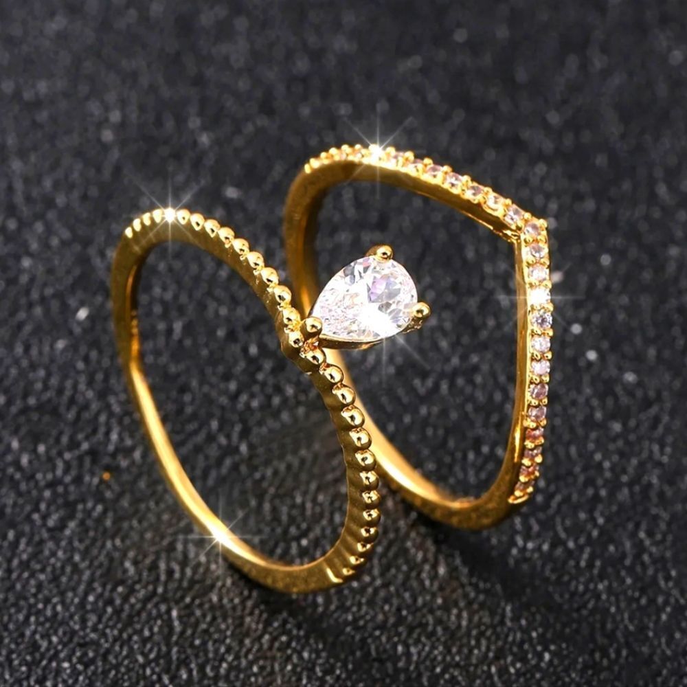 Ladies 14kโgold Plated Simulated Diamonds Wedding Ring Set sz 6